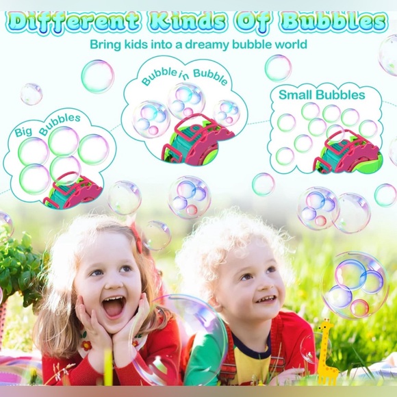 Bubbles Machines and Blowers, 8oz Bubble solutions, Make extra large Bubbles - Picture 5 of 6